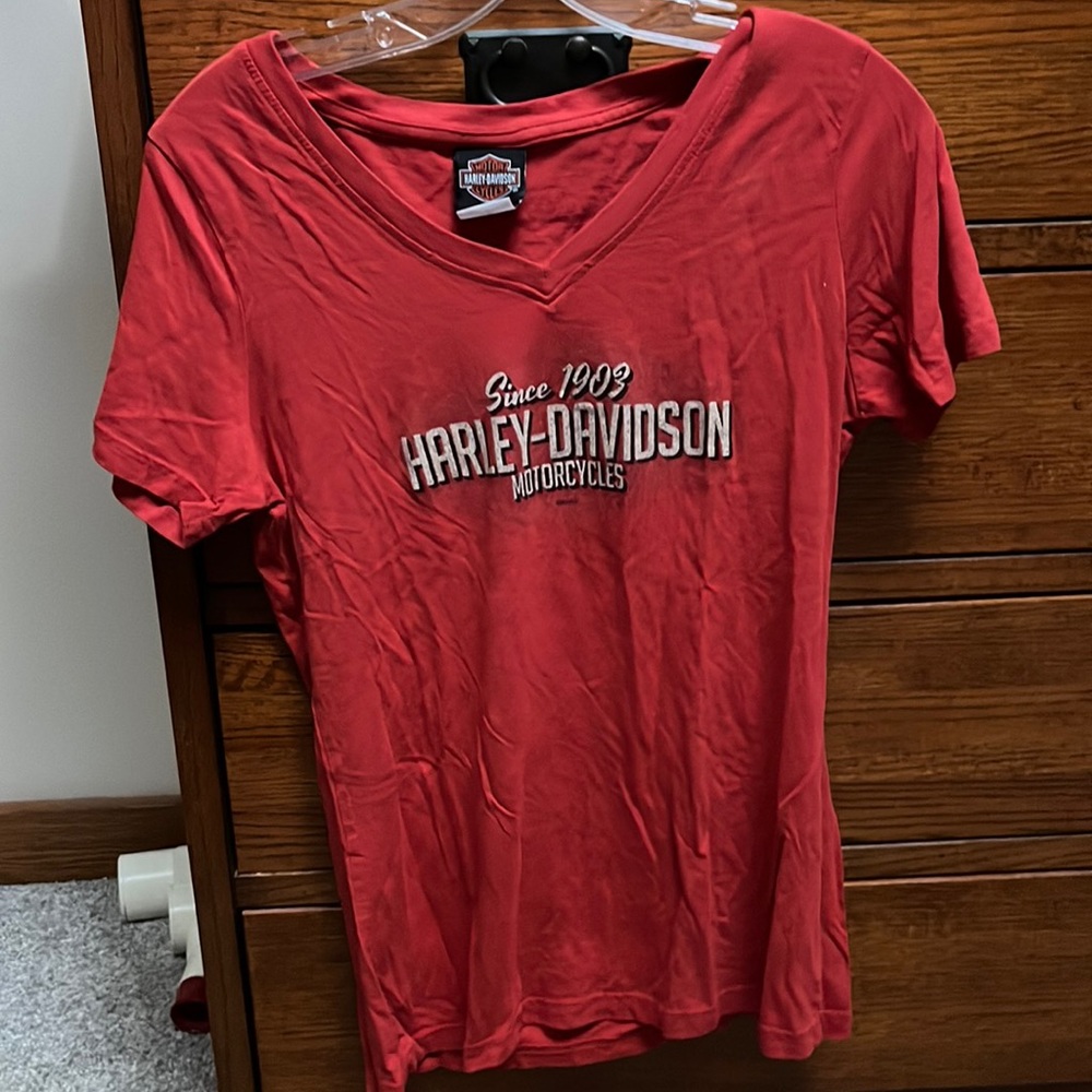 Harley Davidson V neck T Size L